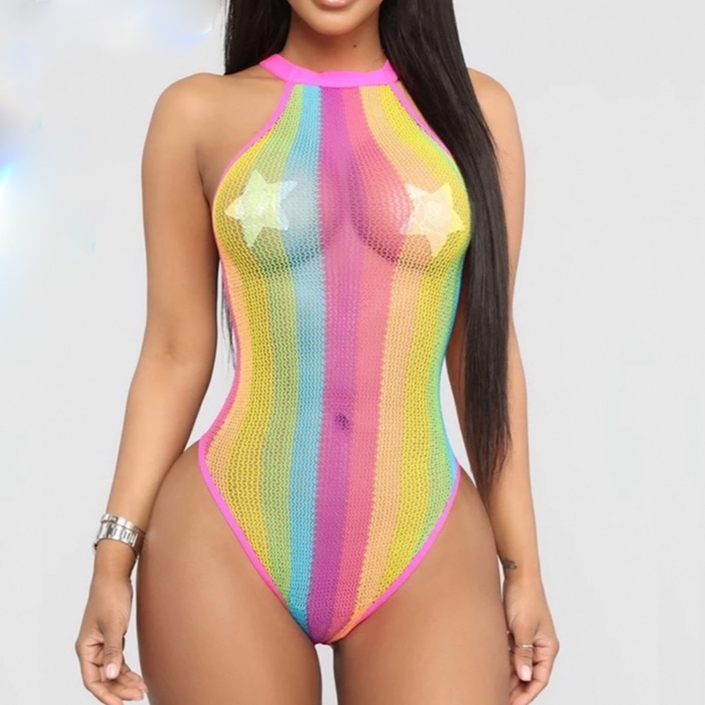 Candy Stripes Mesh Swim suit
